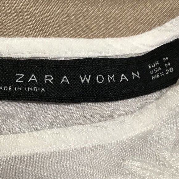 Zara Cream Embellished Blouse with Three-Quarter Sleeves - Picture 6 of 9